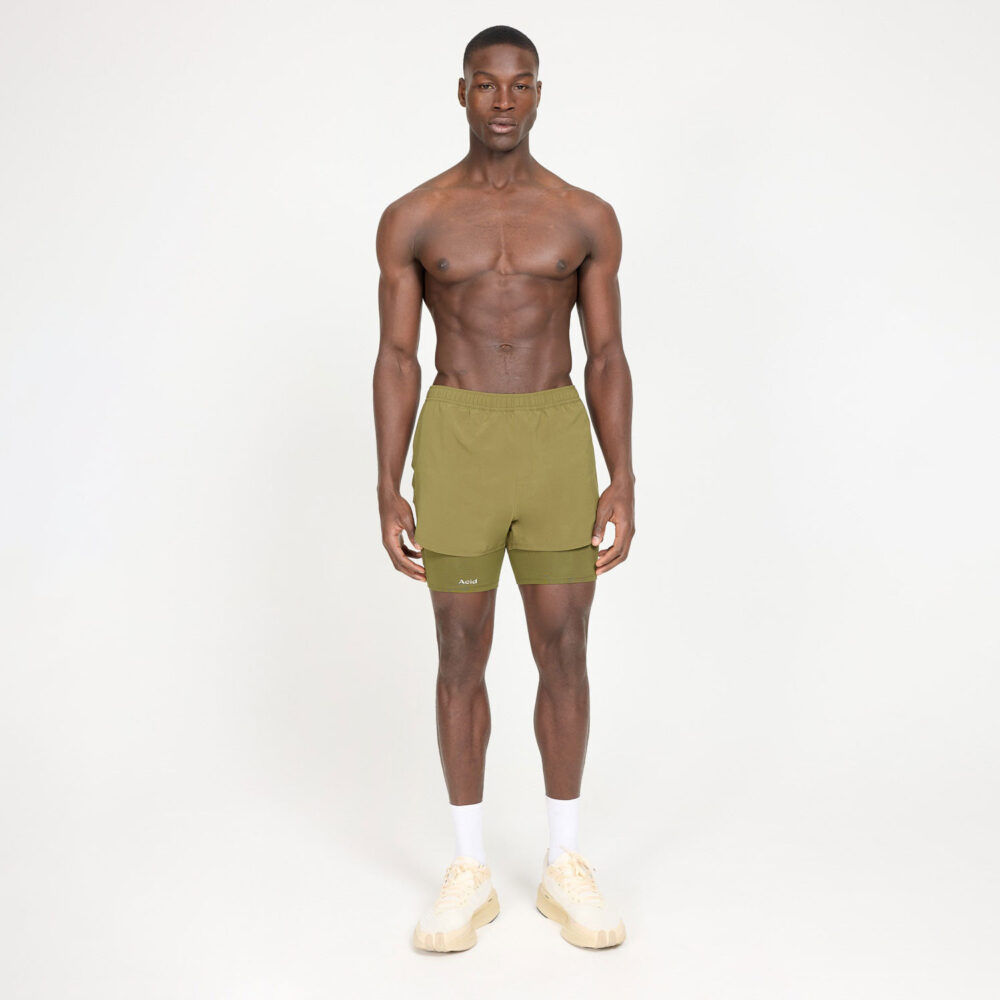 Acid Running 2-in-1 Short - Dark Olive