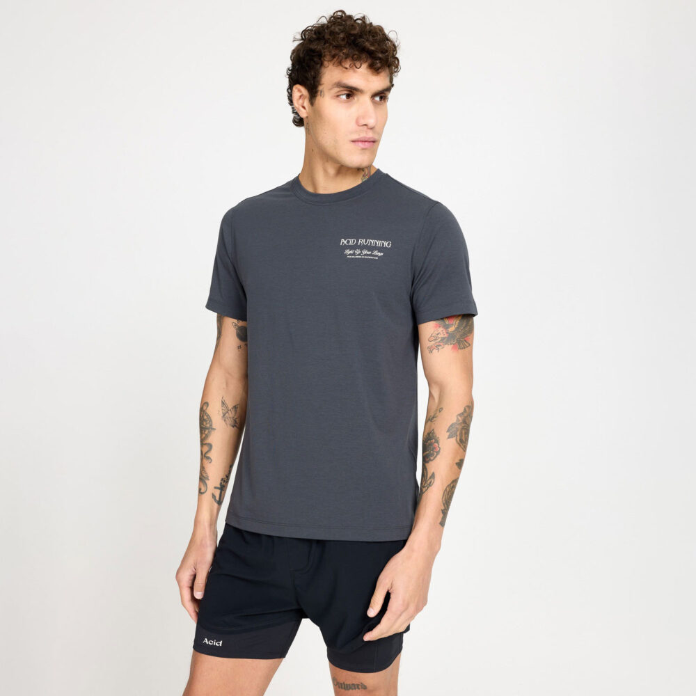 Acid Running Light Up Your Lungs Tee - Graphite Acid Running Light Up Your Lungs Tee - Graphite