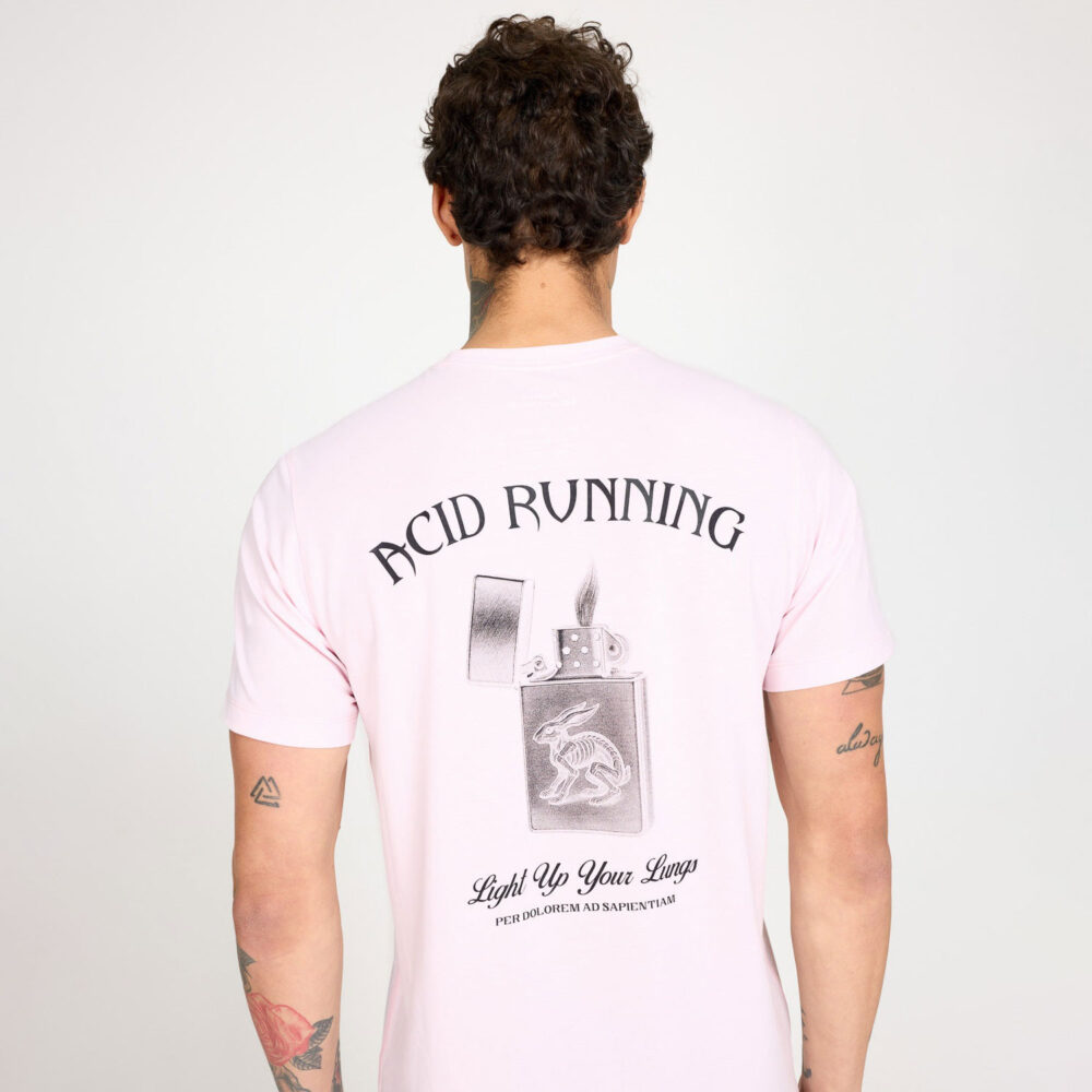 Acid Running Light Up Your Lungs Tee - Iced Pink