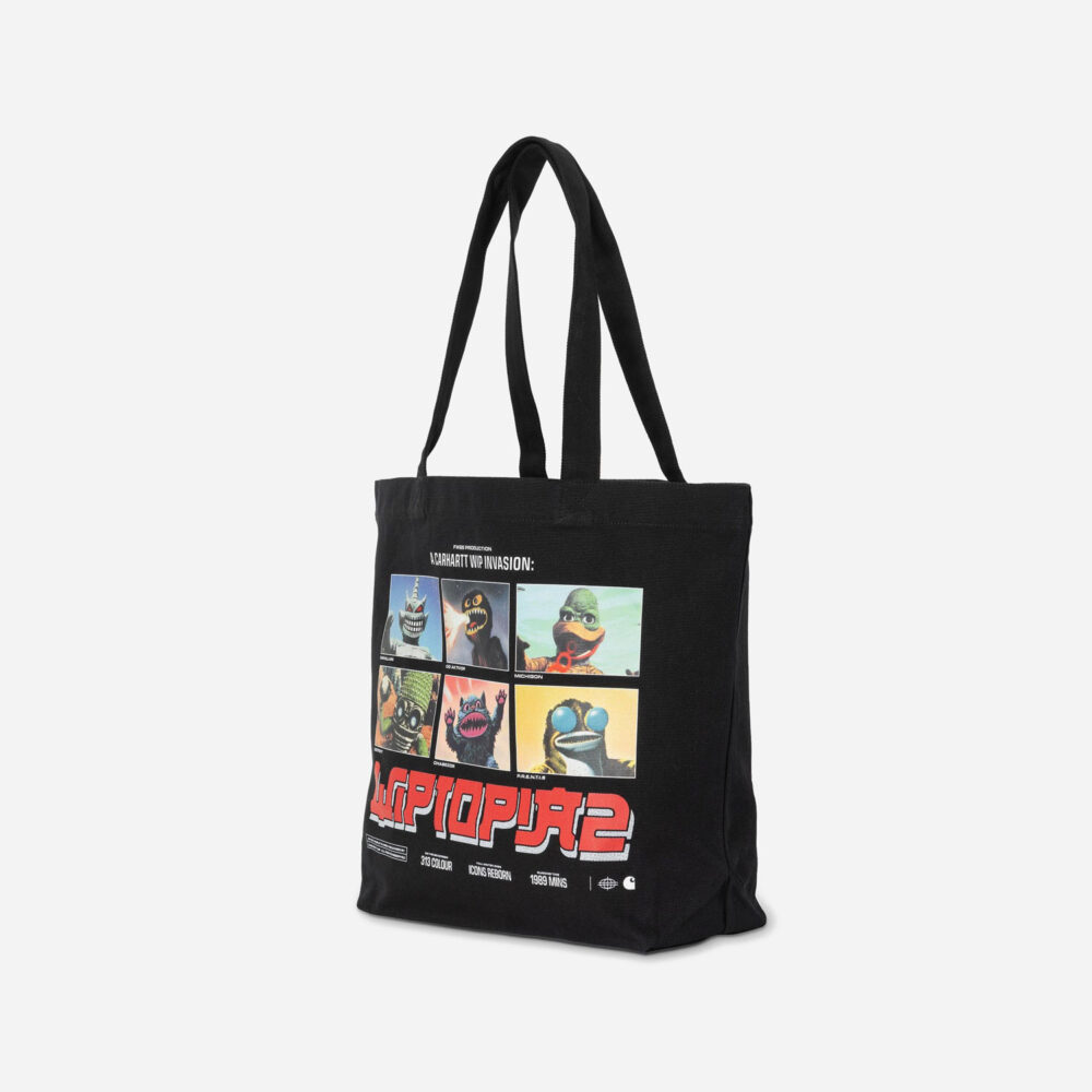 Carhartt WIP Canvas Graphic Tote - Wiptopia 2 Print/Black Carhartt WIP Canvas Graphic Tote - Wiptopia 2 Print/Black