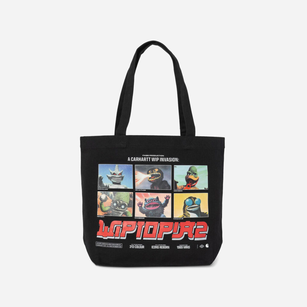 Carhartt WIP Canvas Graphic Tote - Wiptopia 2 Print/Black Carhartt WIP Canvas Graphic Tote - Wiptopia 2 Print/Black