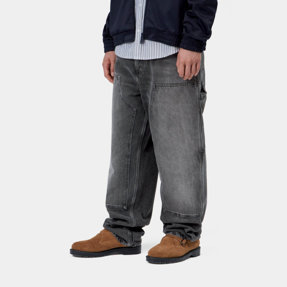 Carhartt WIP Double Knee Denim Pant - Black Marble Used Wash