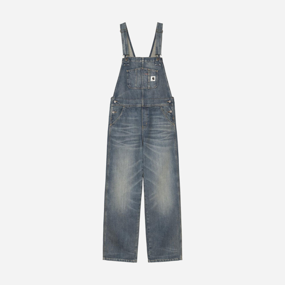 Carhartt WIP Women's Bib Straight Denim Overall - Blue Worn Used Wash Carhartt WIP Women's Bib Straight Denim Overall - Blue Worn Used Wash