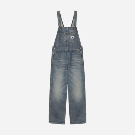 Carhartt WIP Women's Bib Straight Denim Overall - Blue Worn Used Wash Carhartt WIP Women's Bib Straight Denim Overall - Blue Worn Used Wash