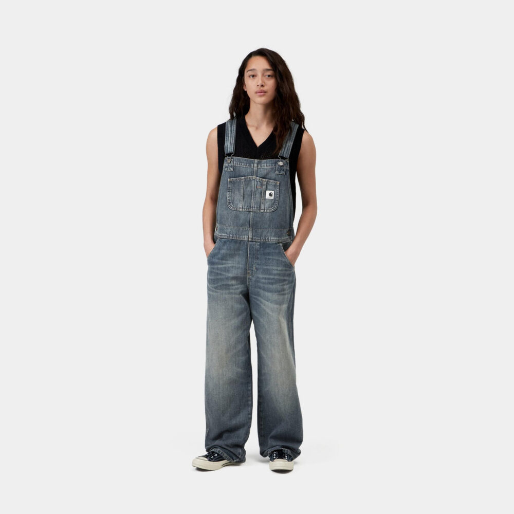 Carhartt WIP Women's Bib Straight Denim Overall - Blue Worn Used Wash Carhartt WIP Women's Bib Straight Denim Overall - Blue Worn Used Wash