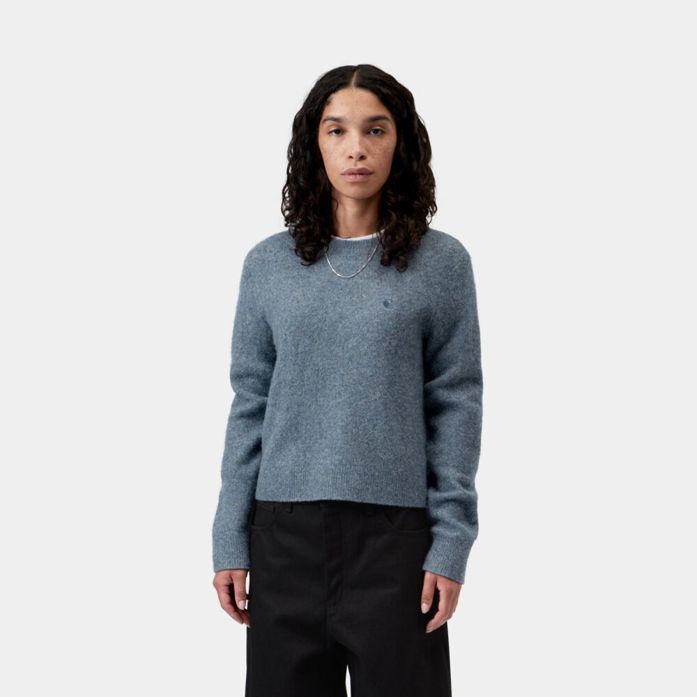 Carhartt WIP Women's Curtis Knitted Sweater - Tangled Shady Blue Carhartt WIP Women's Curtis Knitted Sweater - Tangled Shady Blue