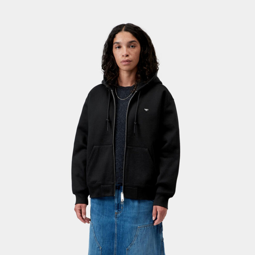 Carhartt WIP Women's Small Heart Patch Zip Hoodie - Black/Black