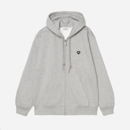 Carhartt WIP Women's Small Heart Patch Zip Hoodie - Grey Heather/Black