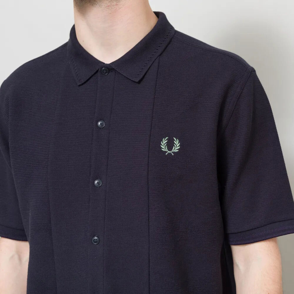 Fred Perry Button Through Jac Polo Shirt - Navy Fred Perry Button Through Jac Polo Shirt - Navy