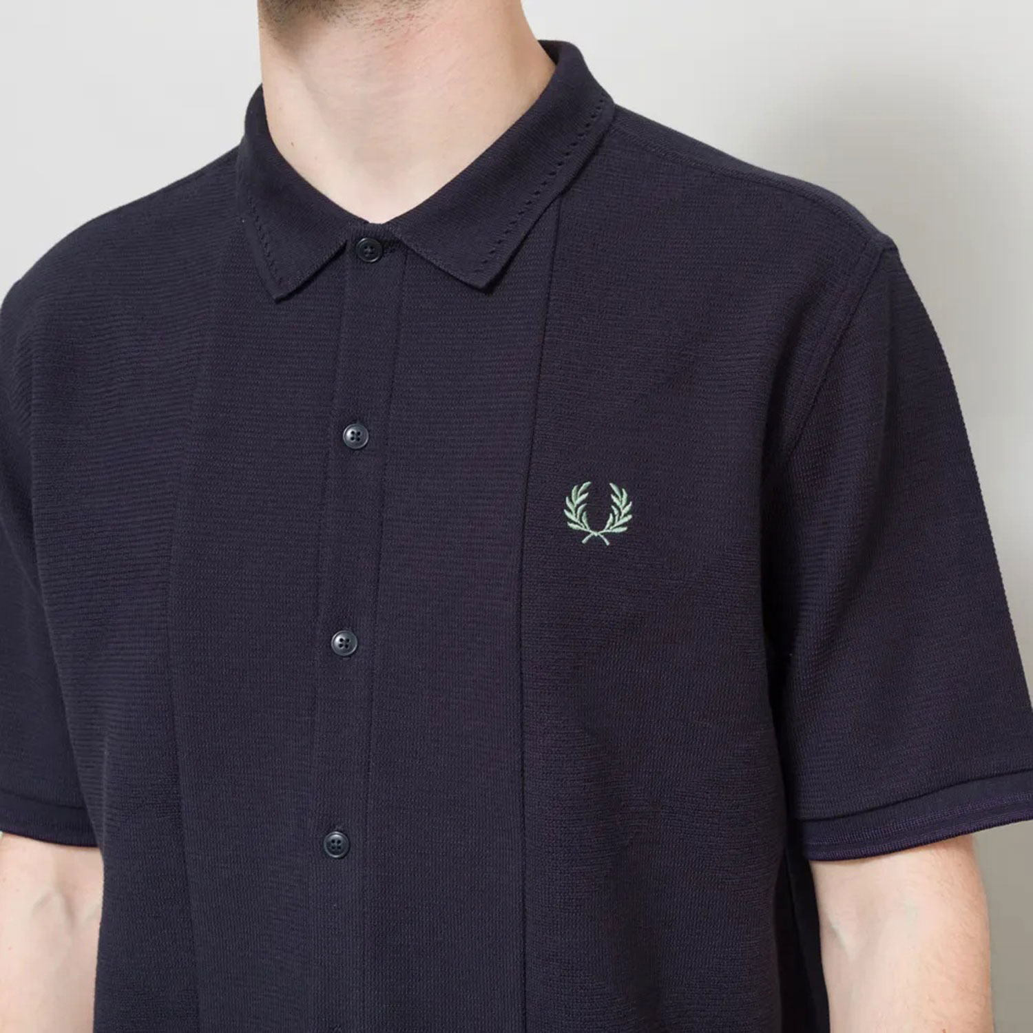 Fred Perry Button Through Jac Polo Shirt - Navy