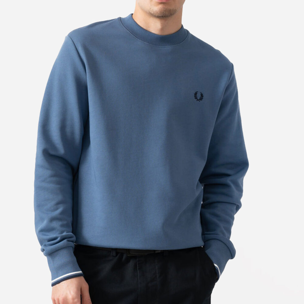 Fred Perry Crew Neck Sweatshirt - Ace Blue/Snow White/Tennis Blue