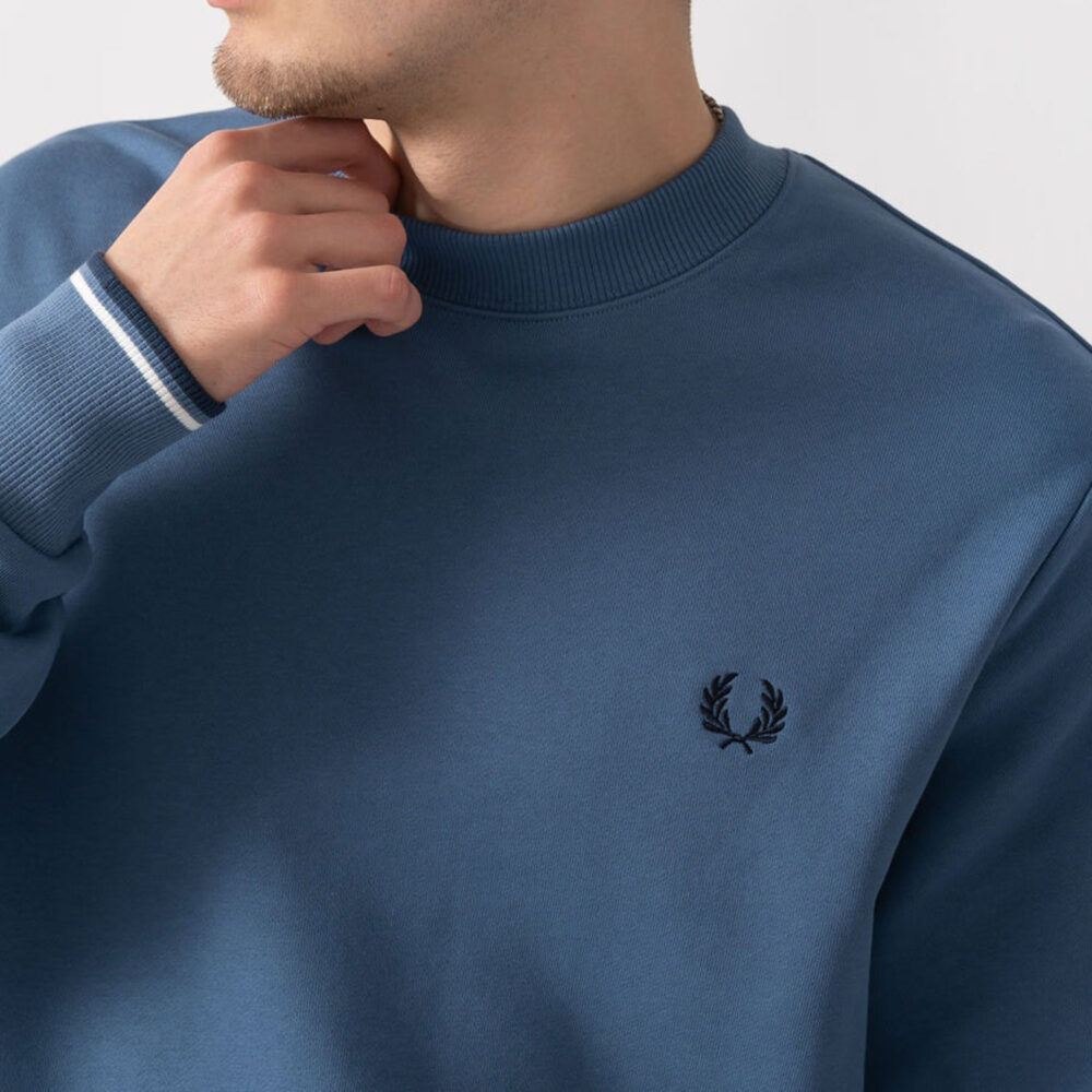 Fred Perry Crew Neck Sweatshirt - Ace Blue/Snow White/Tennis Blue