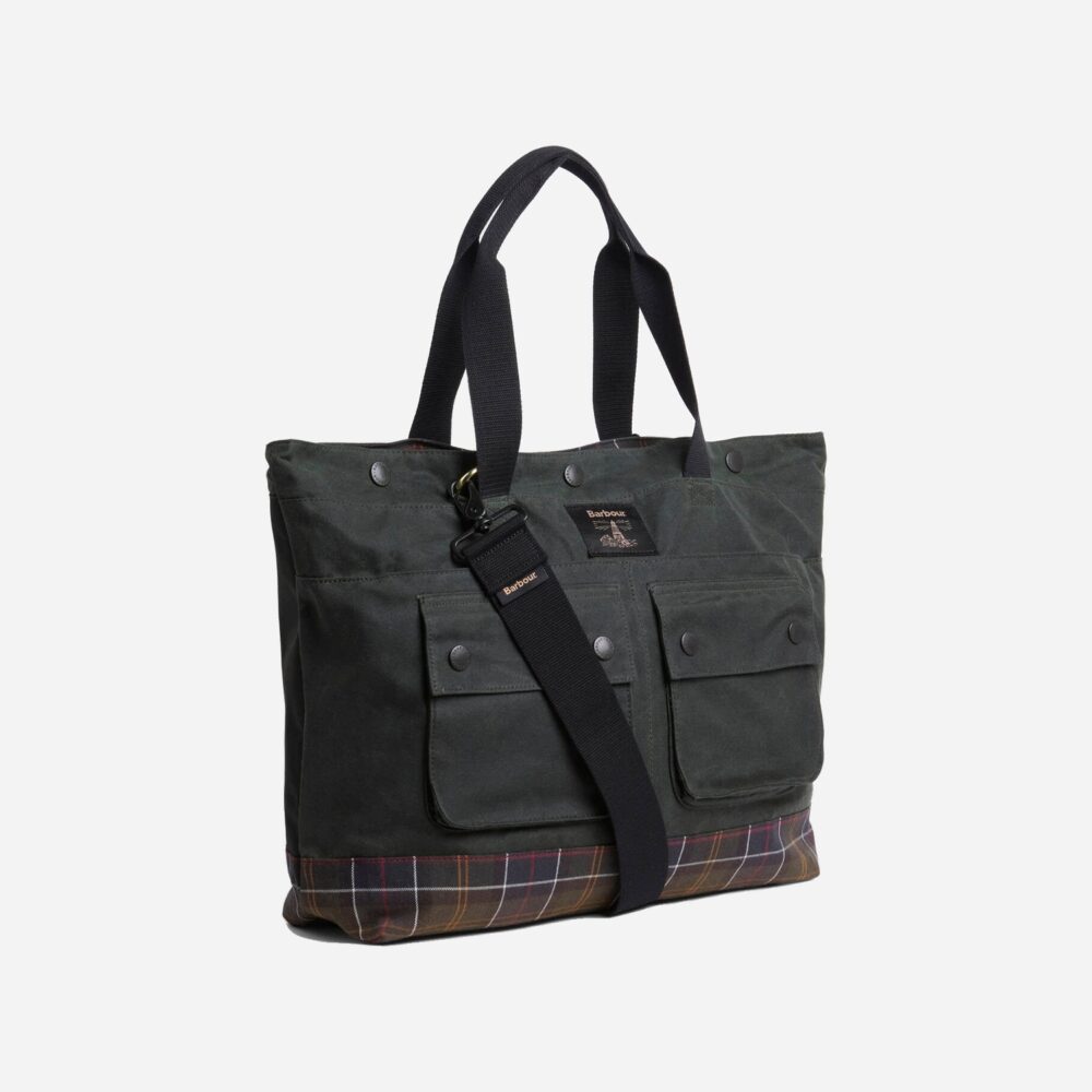 Barbour Field Wax Tote Bag - Sage/Classic