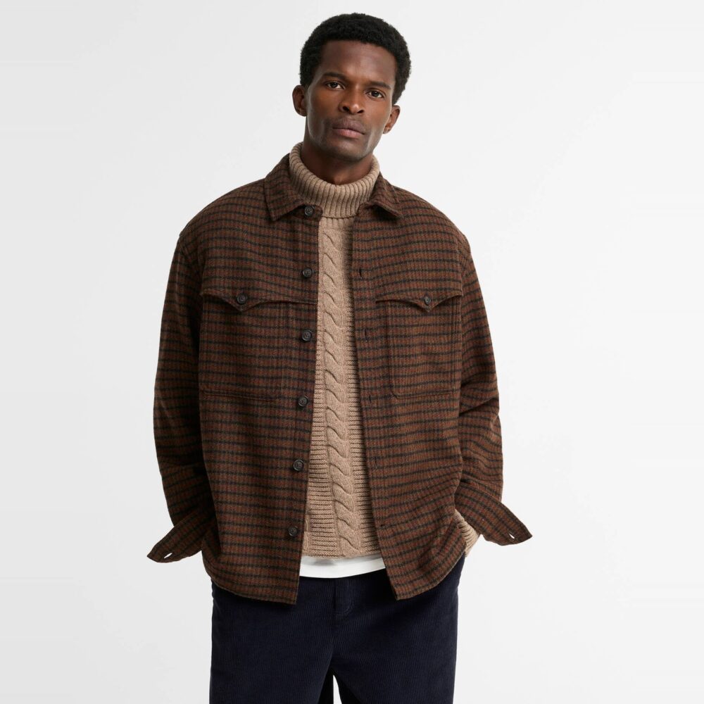 Barbour Hatfield OS Houndstooth Overshirt - Chesnut