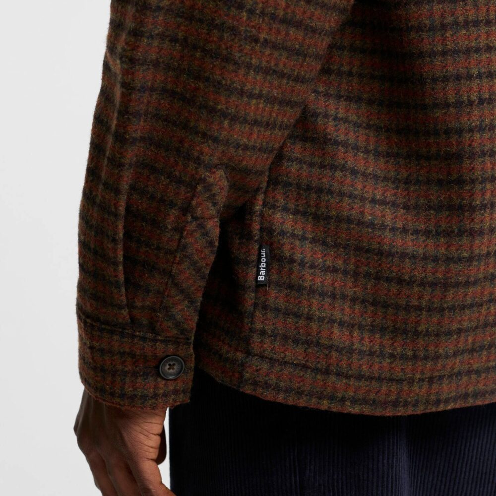 Barbour Hatfield OS Houndstooth Overshirt - Chesnut