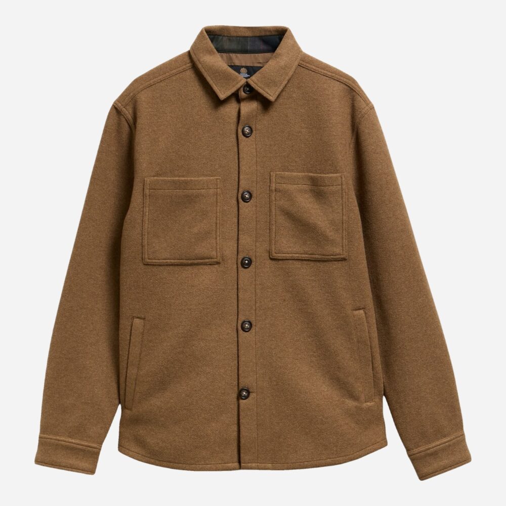 Barbour Marltown Tailored Wool Blend Overshirt - Sandstone