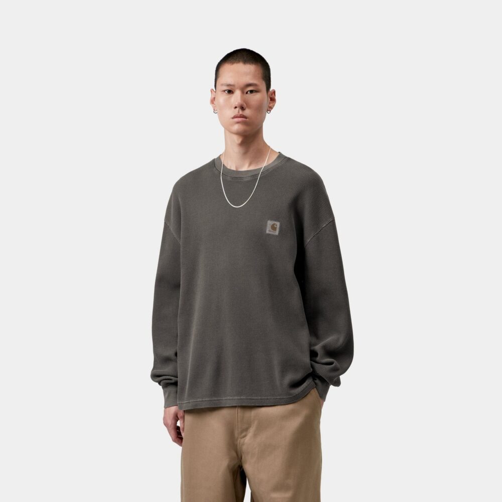 Carhartt WIP Vista Waffle Longsleeve Tee - Black/Garment Dyed