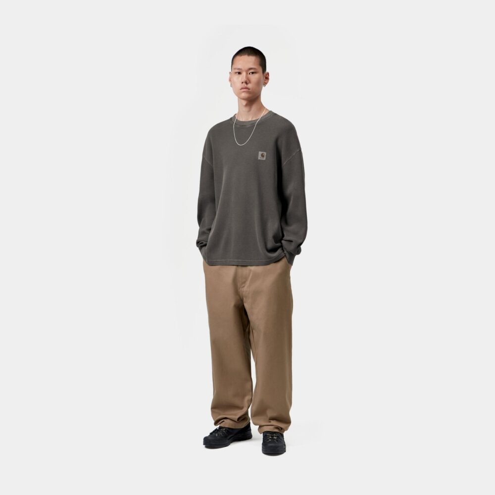 Carhartt WIP Vista Waffle Longsleeve Tee - Black/Garment Dyed