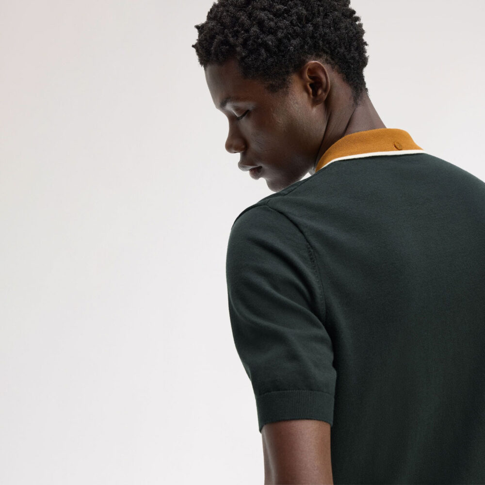 Fred Perry Cable Knit Polo - Night Green Fred Perry Cable Knit Polo - Night Green