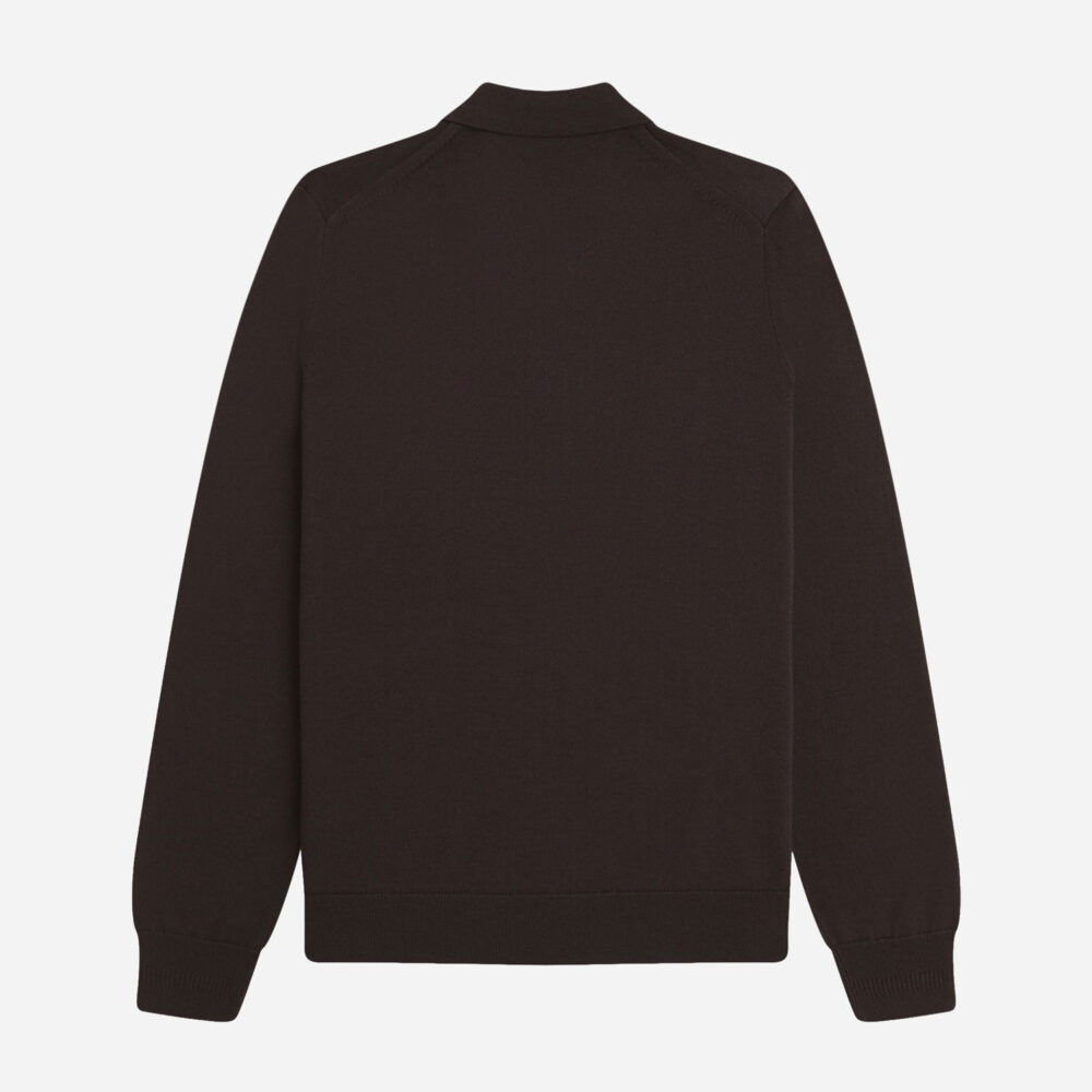 Fred Perry Classic Knitted Longsleeve Polo - Rich Brown