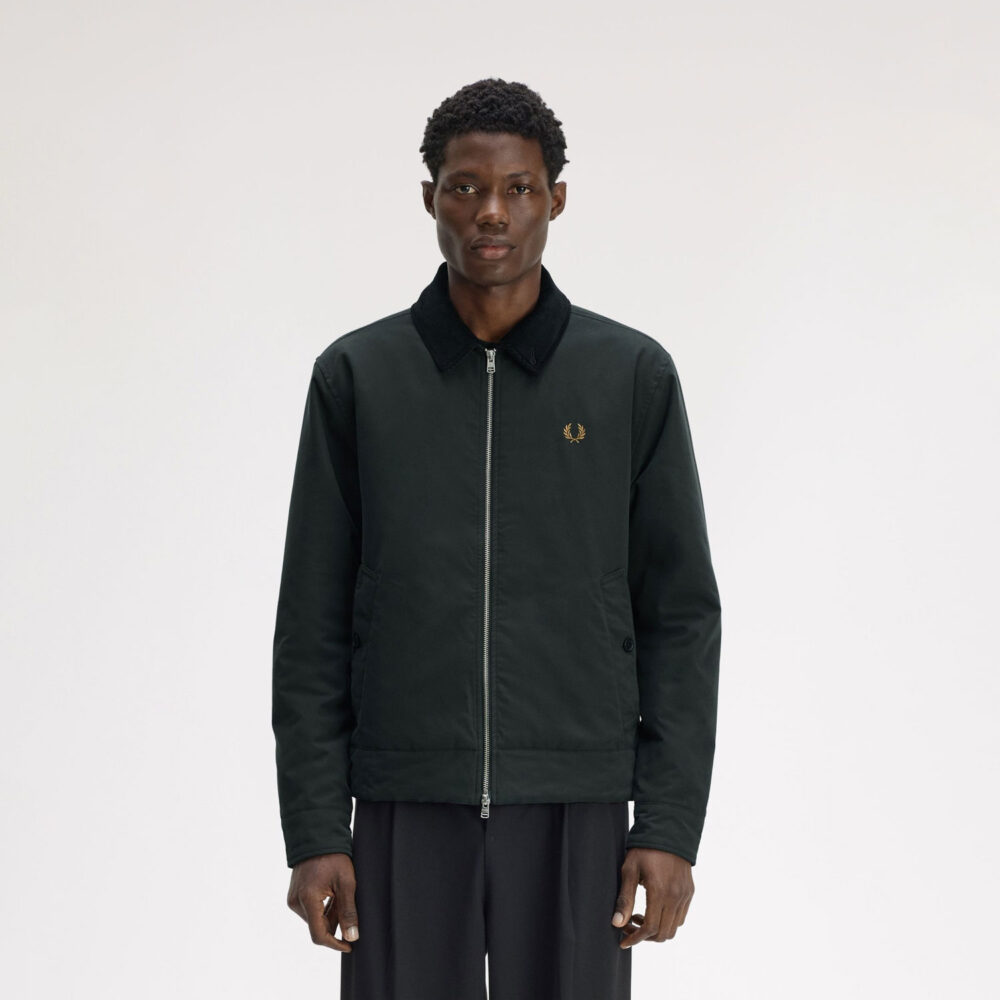 Fred Perry Cotton Caban Jacket - Night Green