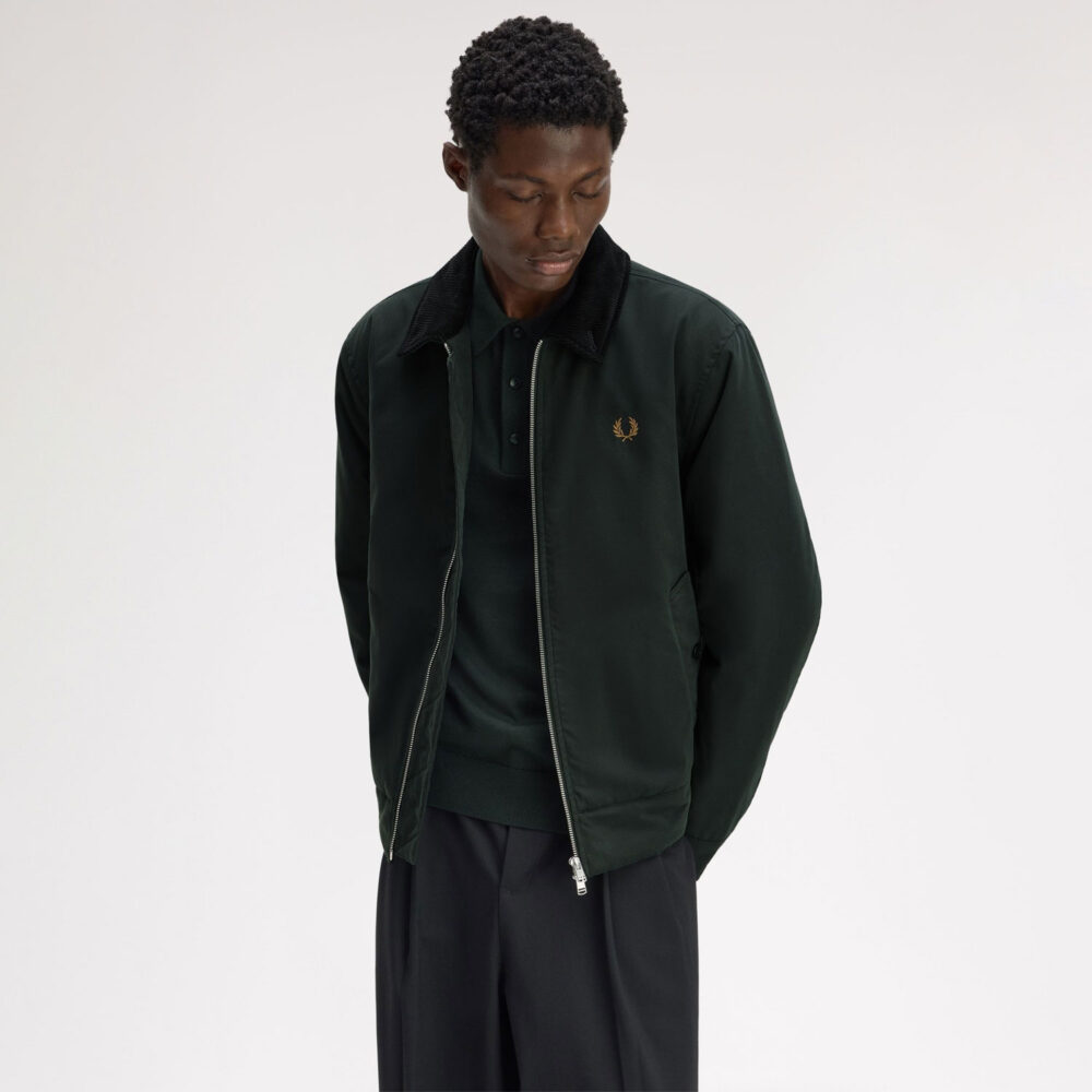Fred Perry Cotton Caban Jacket - Night Green