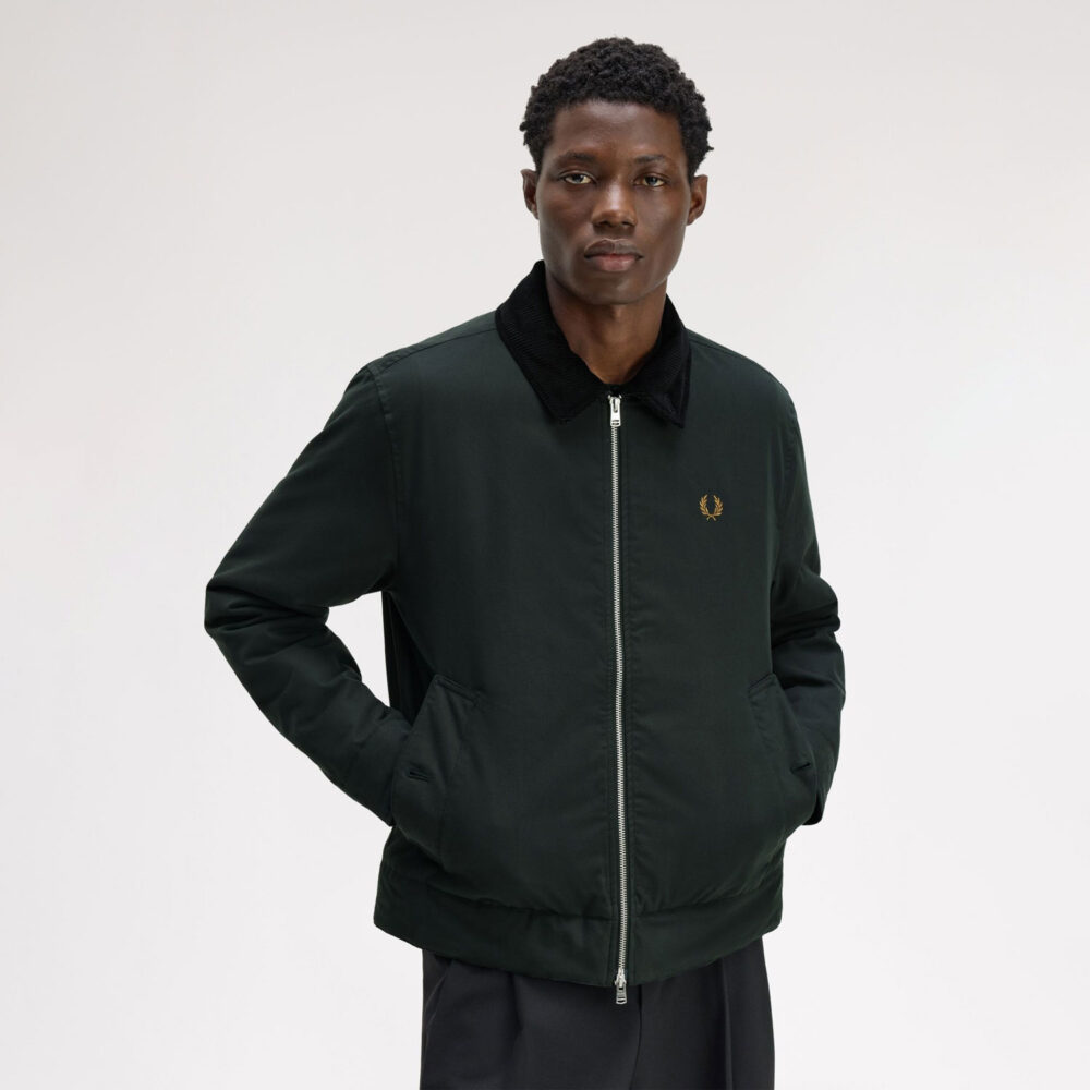 Fred Perry Cotton Caban Jacket - Night Green
