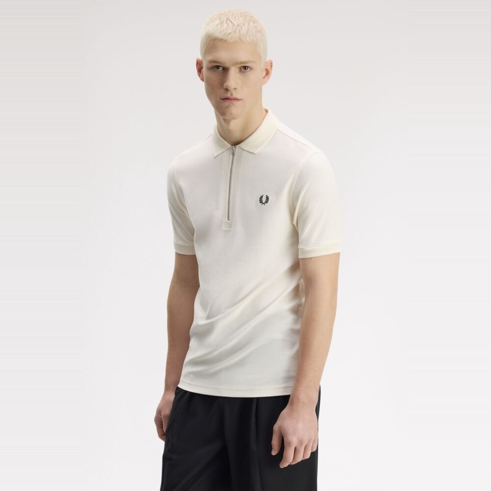 Fred Perry Crepe Pique Polo - Ecru