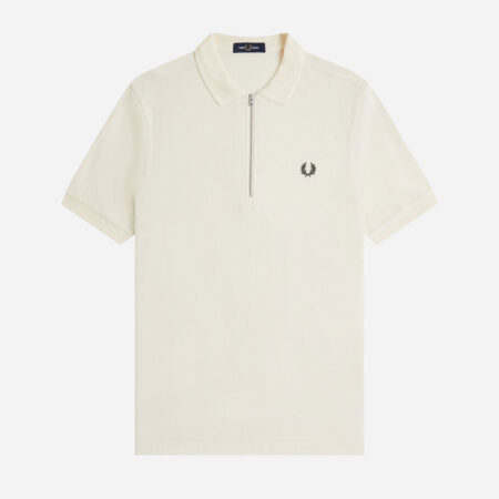 Fred Perry Crepe Pique Polo - Ecru Fred Perry Crepe Pique Polo - Ecru