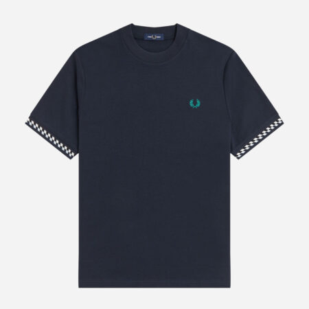 Fred Perry Jacquard Cuff Tee - Navy Fred Perry Jacquard Cuff Tee - Navy