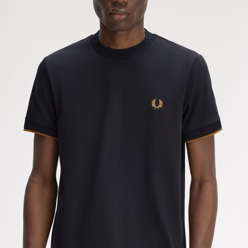 Fred Perry Mesh Cuff Tee - Black