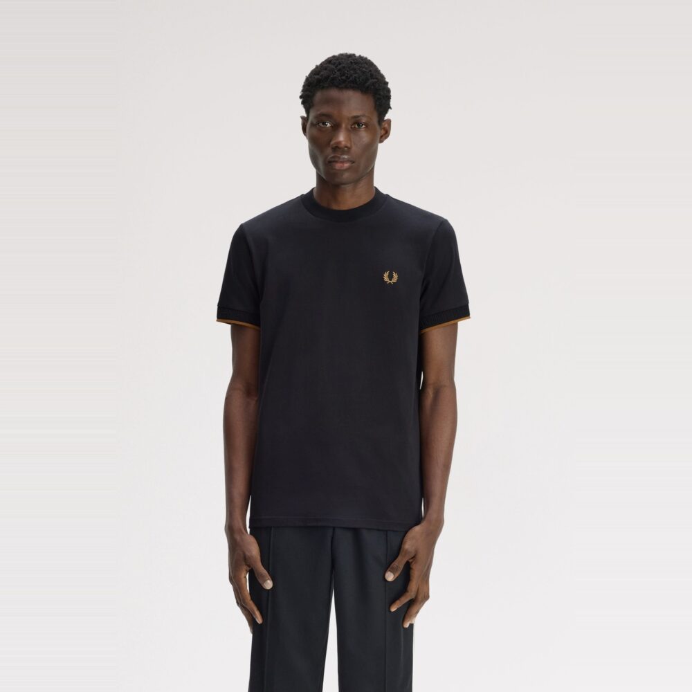 Fred Perry Mesh Cuff Tee - Black