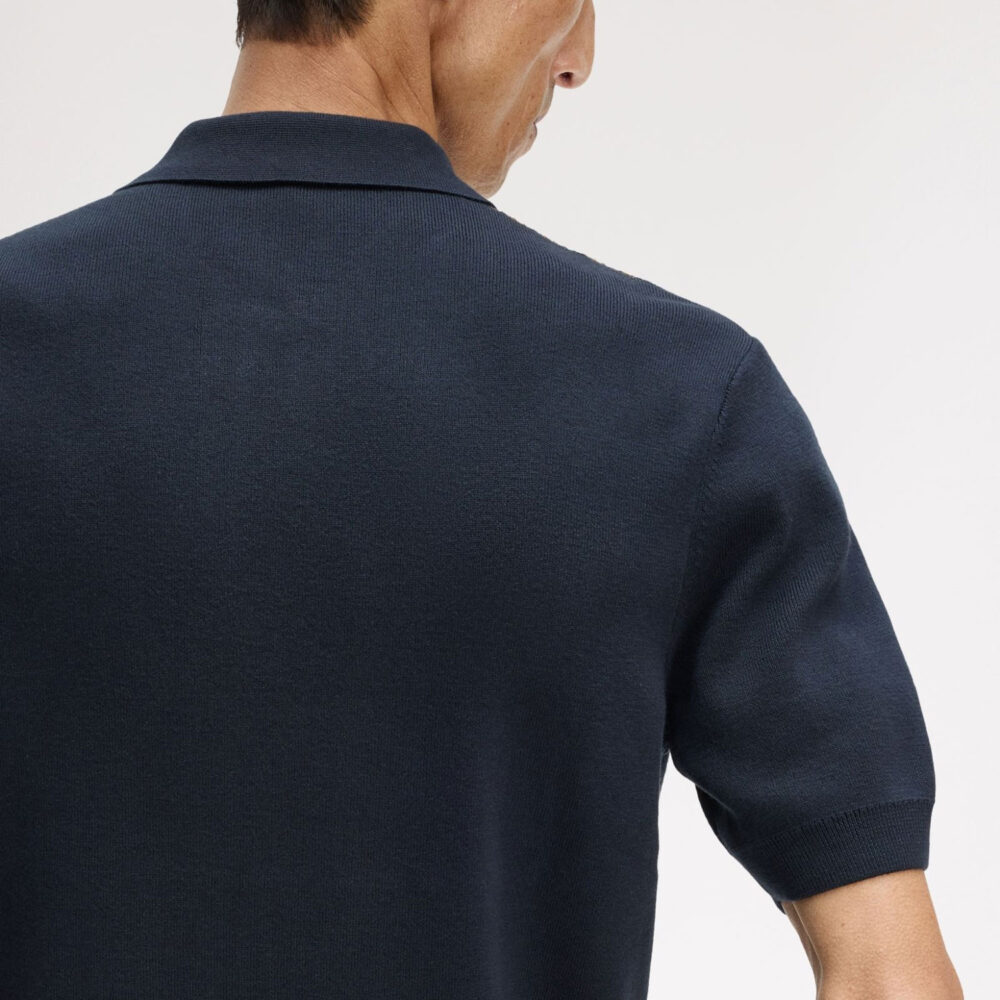 Fred Perry Panel Detail Knitted Polo - Navy