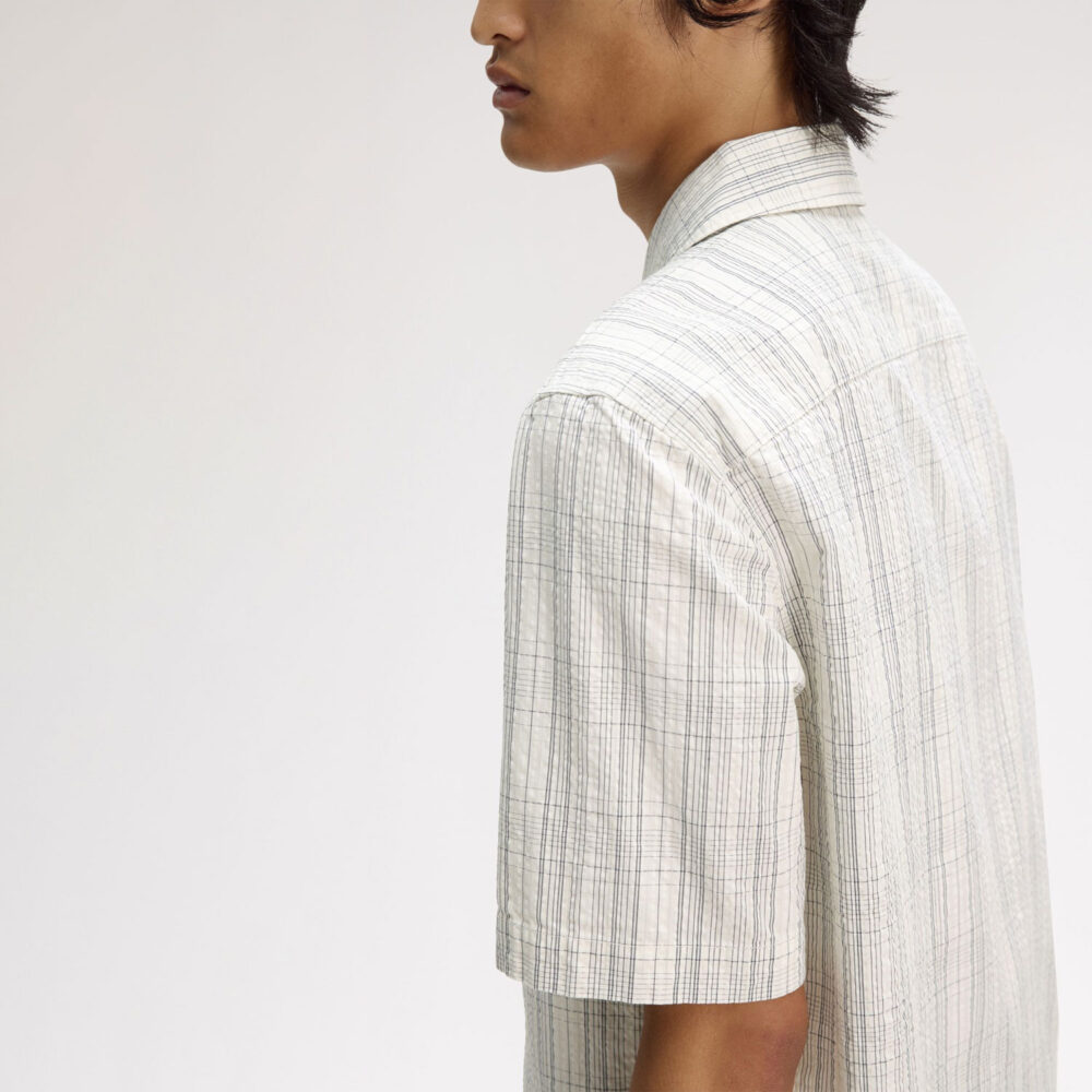 Fred Perry Seersucker Check Short Sleeve Shirt - Ecru