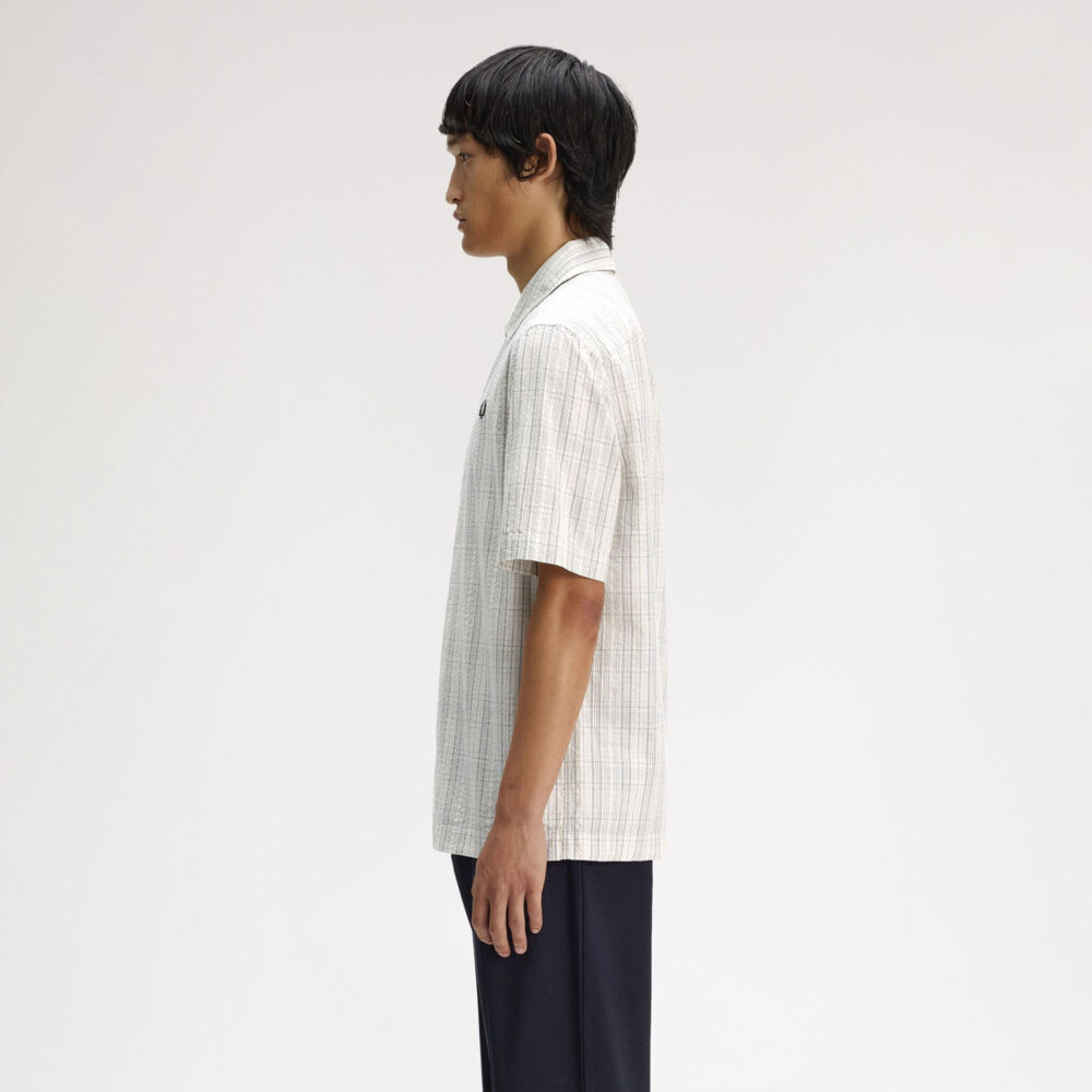 Fred Perry Seersucker Check Short Sleeve Shirt - Ecru