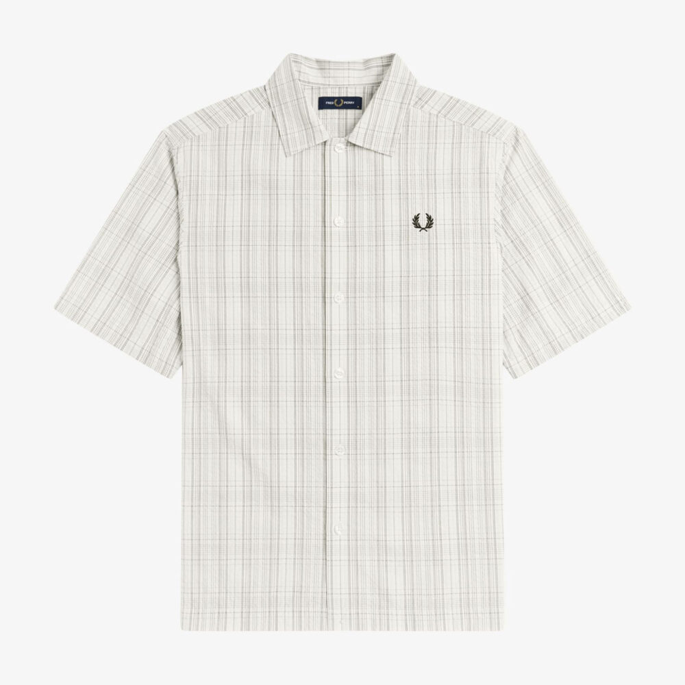 Fred Perry Seersucker Check Short Sleeve Shirt - Ecru