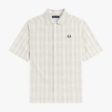 Fred Perry Seersucker Check Short Sleeve Shirt - Ecru Fred Perry Seersucker Check Short Sleeve Shirt - Ecru