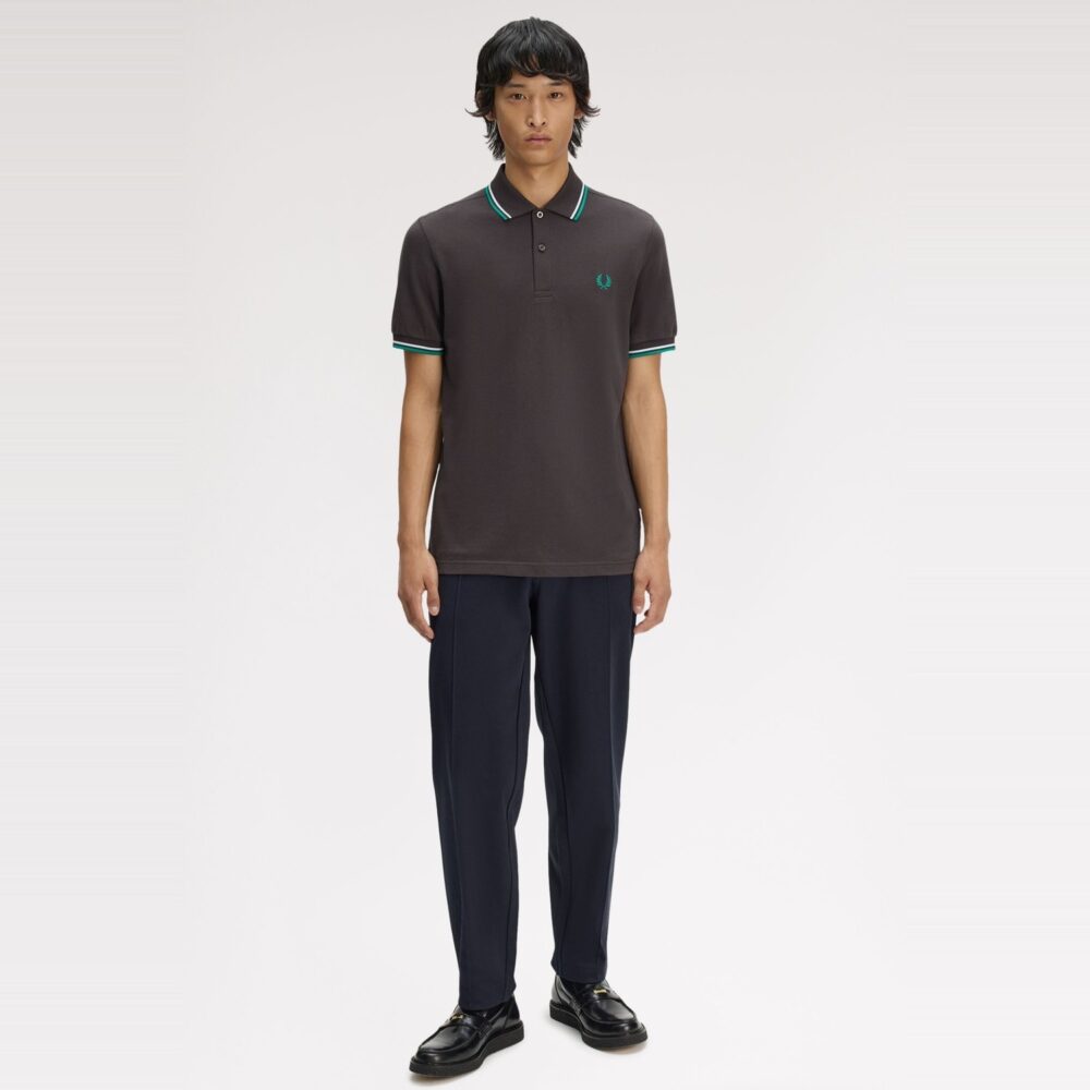 Fred Perry Twin Tipped Polo - Anchor Grey/Light Ice/Sport Green