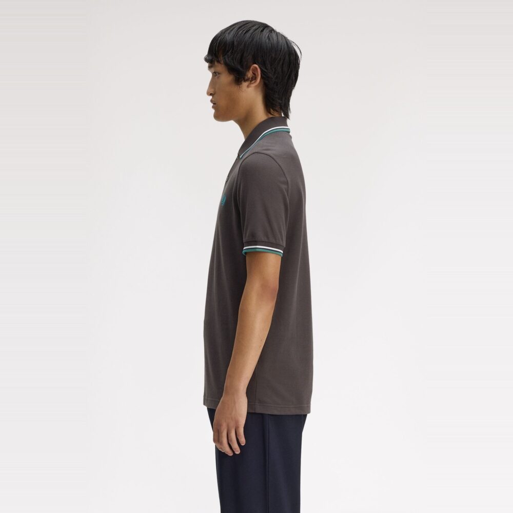 Fred Perry Twin Tipped Polo - Anchor Grey/Light Ice/Sport Green