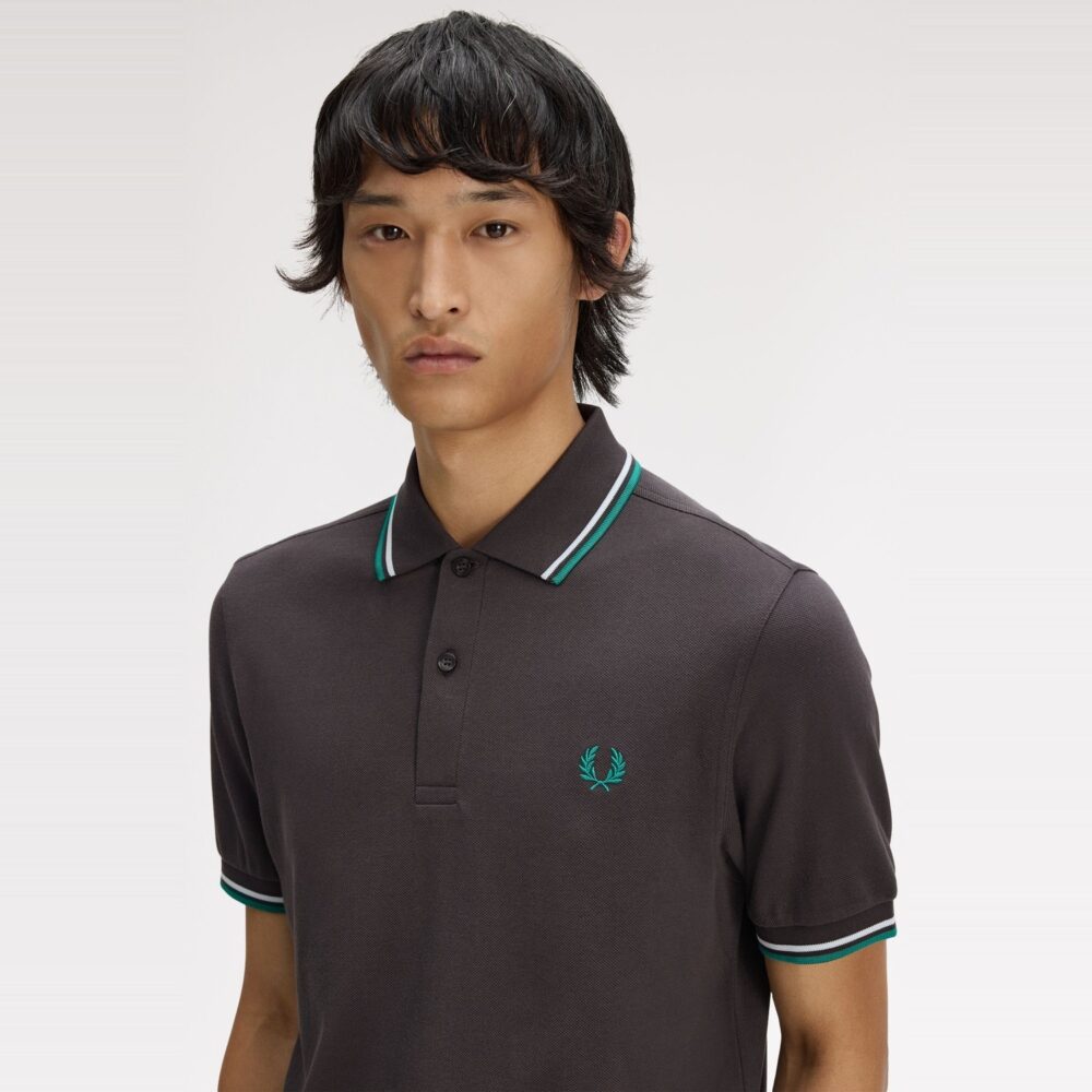 Fred Perry Twin Tipped Polo - Anchor Grey/Light Ice/Sport Green