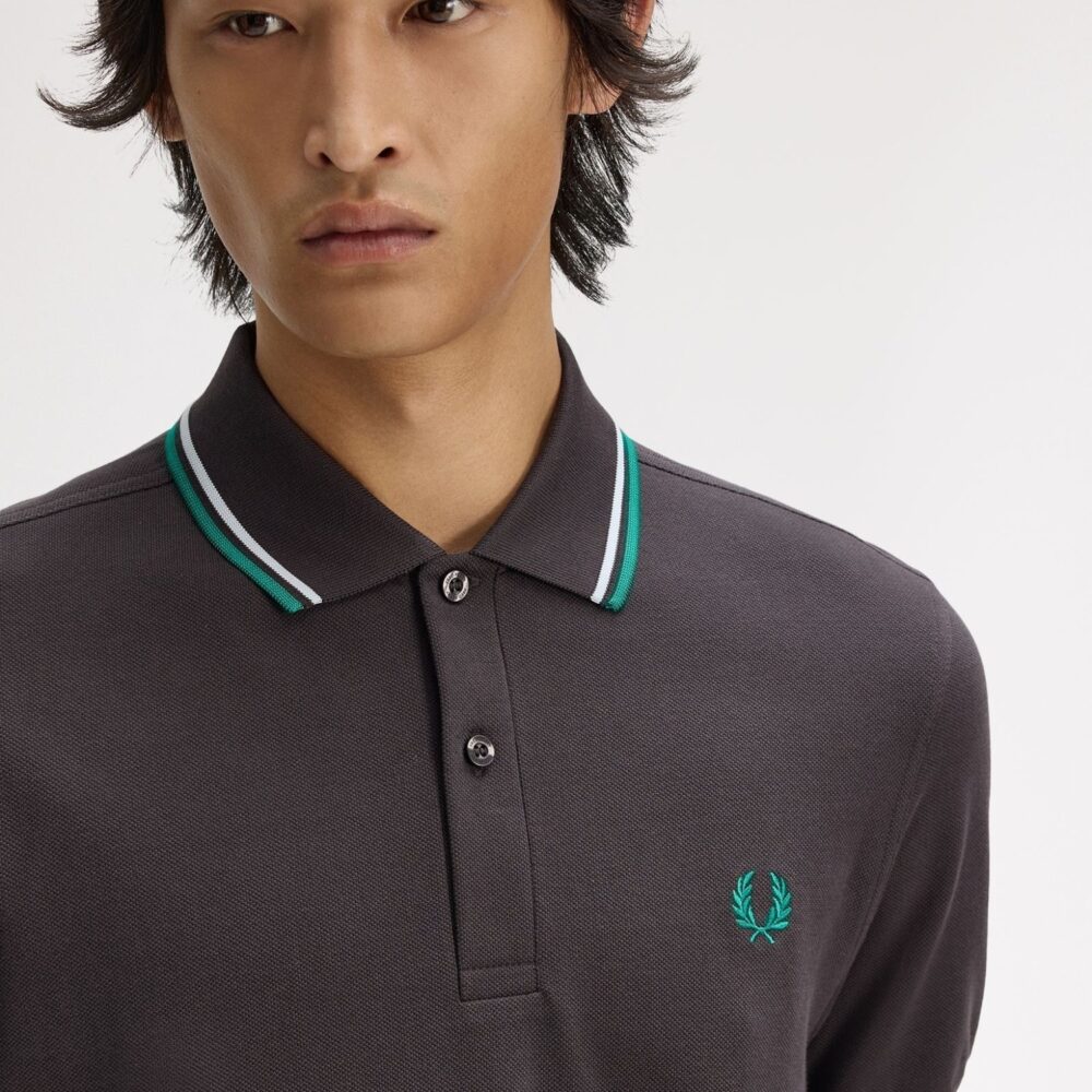 Fred Perry Twin Tipped Polo - Anchor Grey/Light Ice/Sport Green