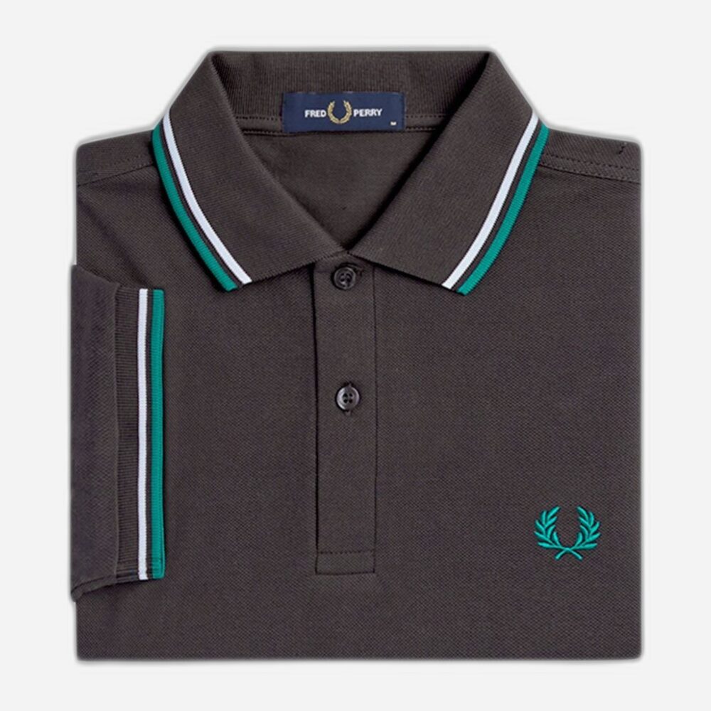 Fred Perry Twin Tipped Polo - Anchor Grey/Light Ice/Sport Green