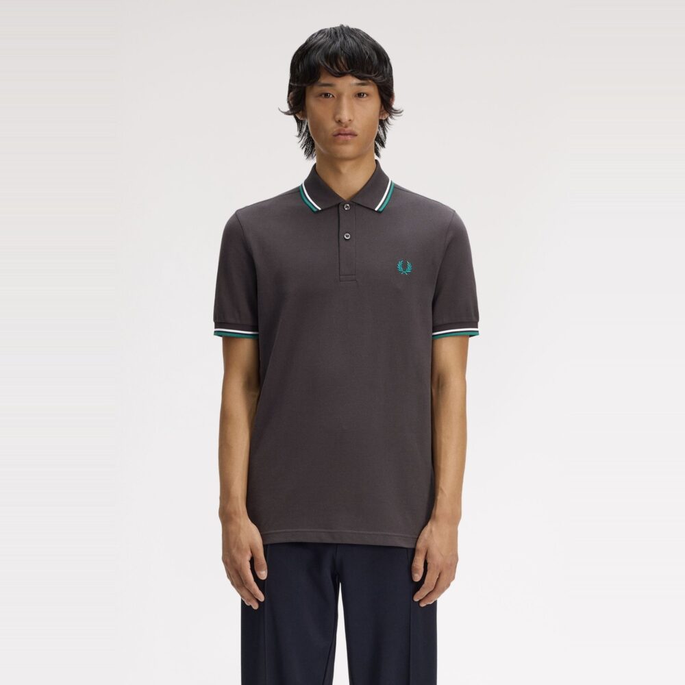 Fred Perry Twin Tipped Polo - Anchor Grey/Light Ice/Sport Green