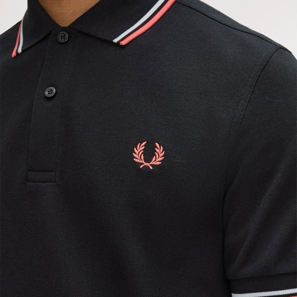 Fred Perry Twin Tipped Polo - Black/Dusky Blue/Strawberry Cream