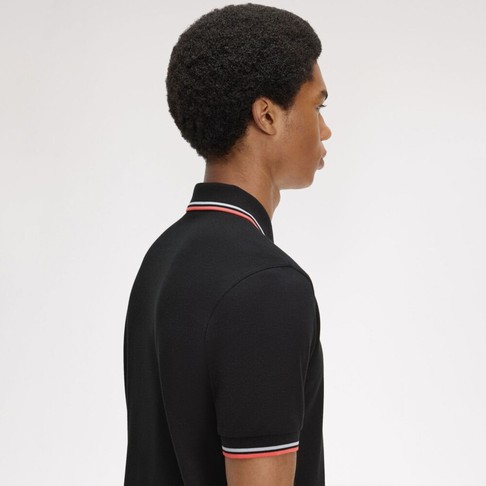 Fred Perry Twin Tipped Polo - Black/Dusky Blue/Strawberry Cream