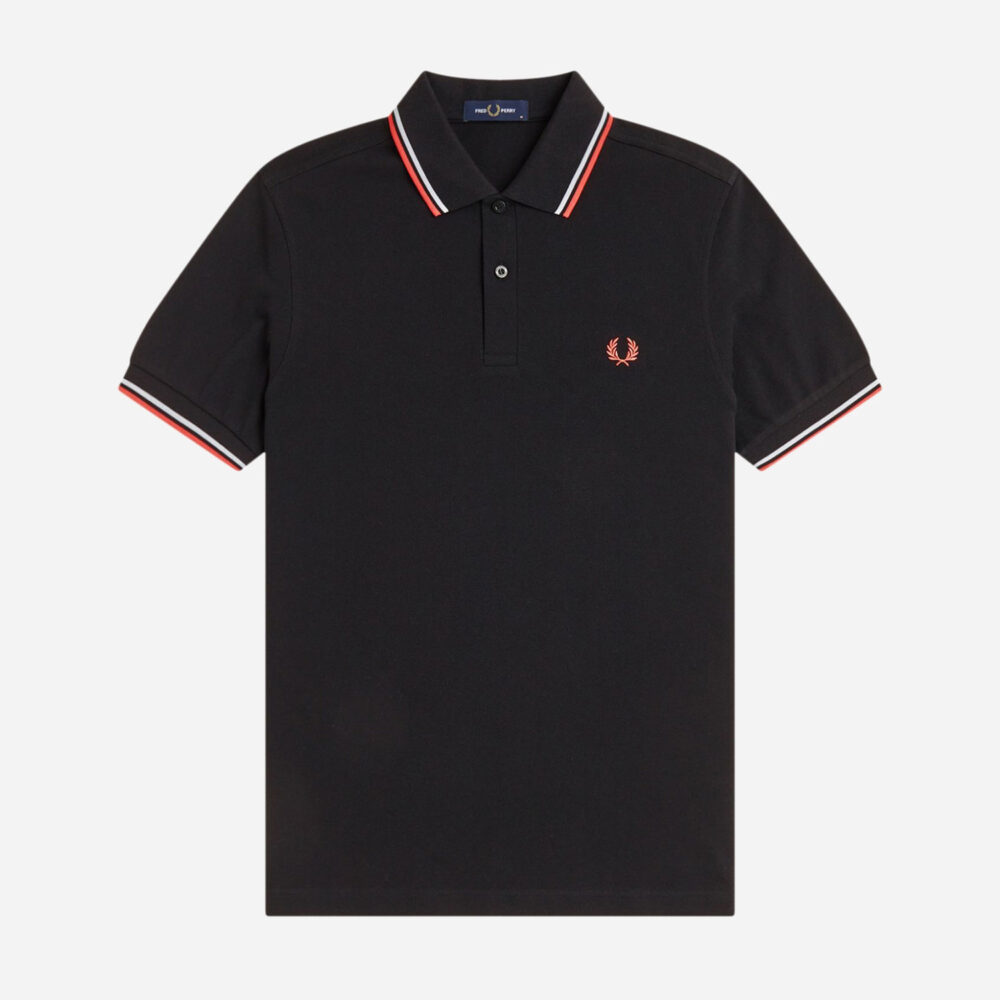 Fred Perry Twin Tipped Polo - Black/Dusky Blue/Strawberry Cream
