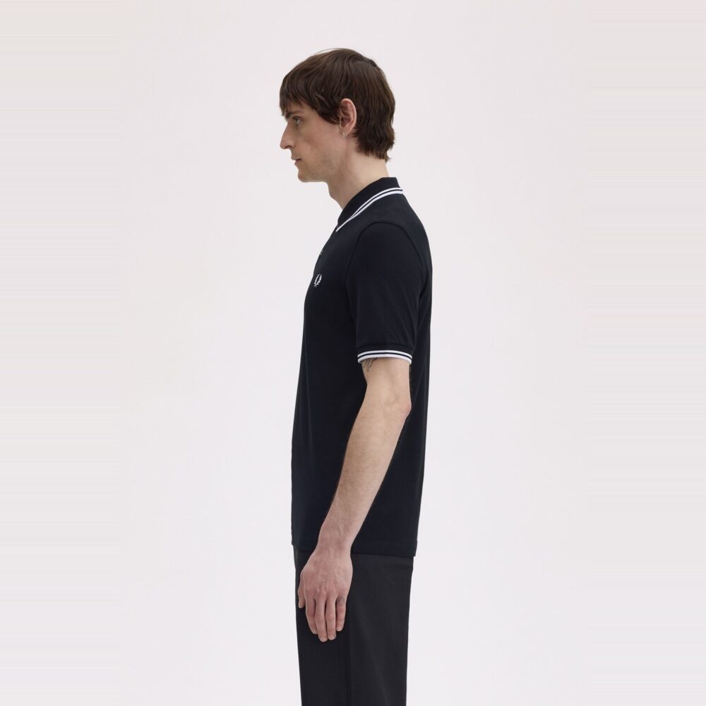 Fred Perry Twin Tipped Polo - Black/White Fred Perry Twin Tipped Polo - Black/White
