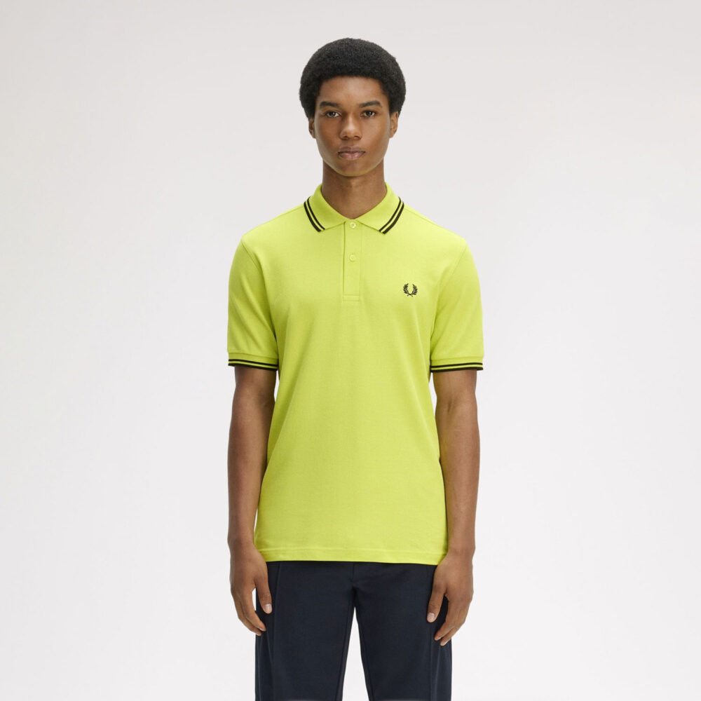 Fred Perry Twin Tipped Polo - Citron/Black/Black