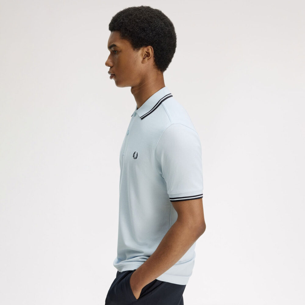 Fred Perry Twin Tipped Polo - Light Ice/Anchor Grey/Anchor Grey Fred Perry Twin Tipped Polo - Light Ice/Anchor Grey/Anchor Grey