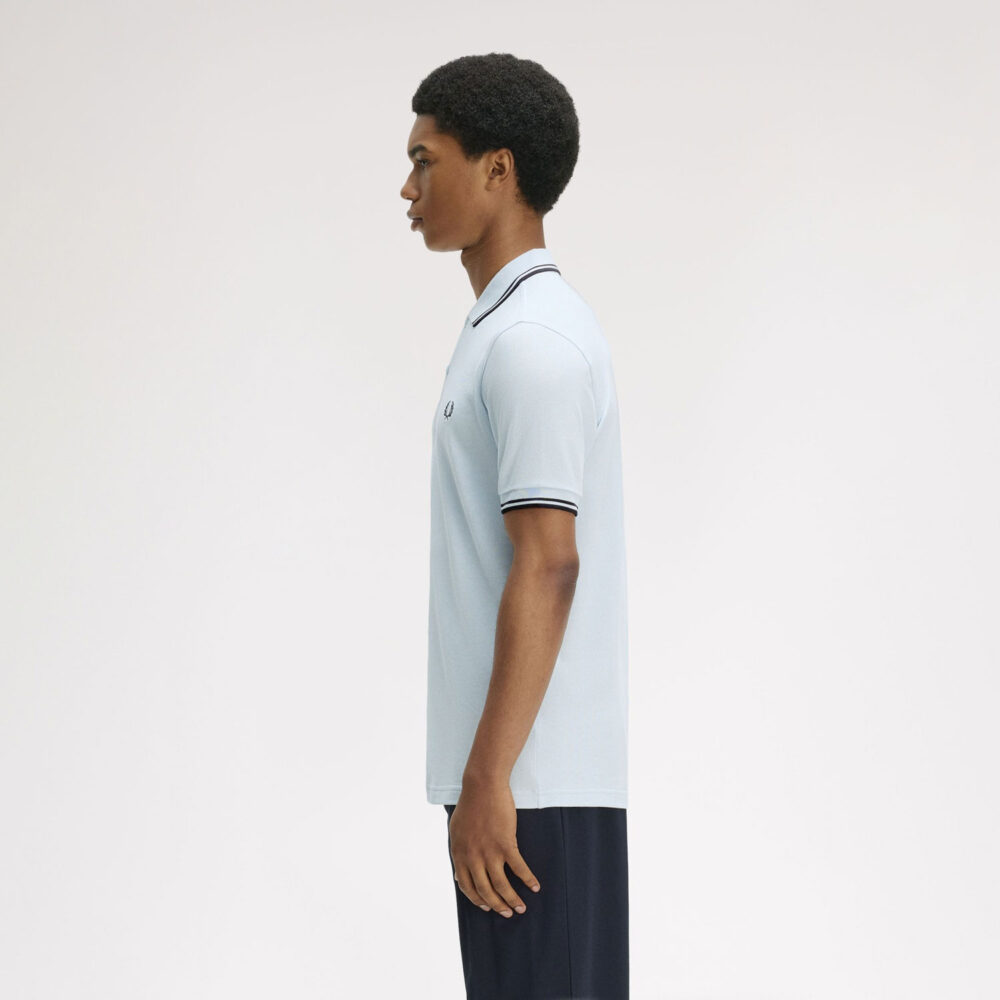 Fred Perry Twin Tipped Polo - Light Ice/Anchor Grey/Anchor Grey Fred Perry Twin Tipped Polo - Light Ice/Anchor Grey/Anchor Grey